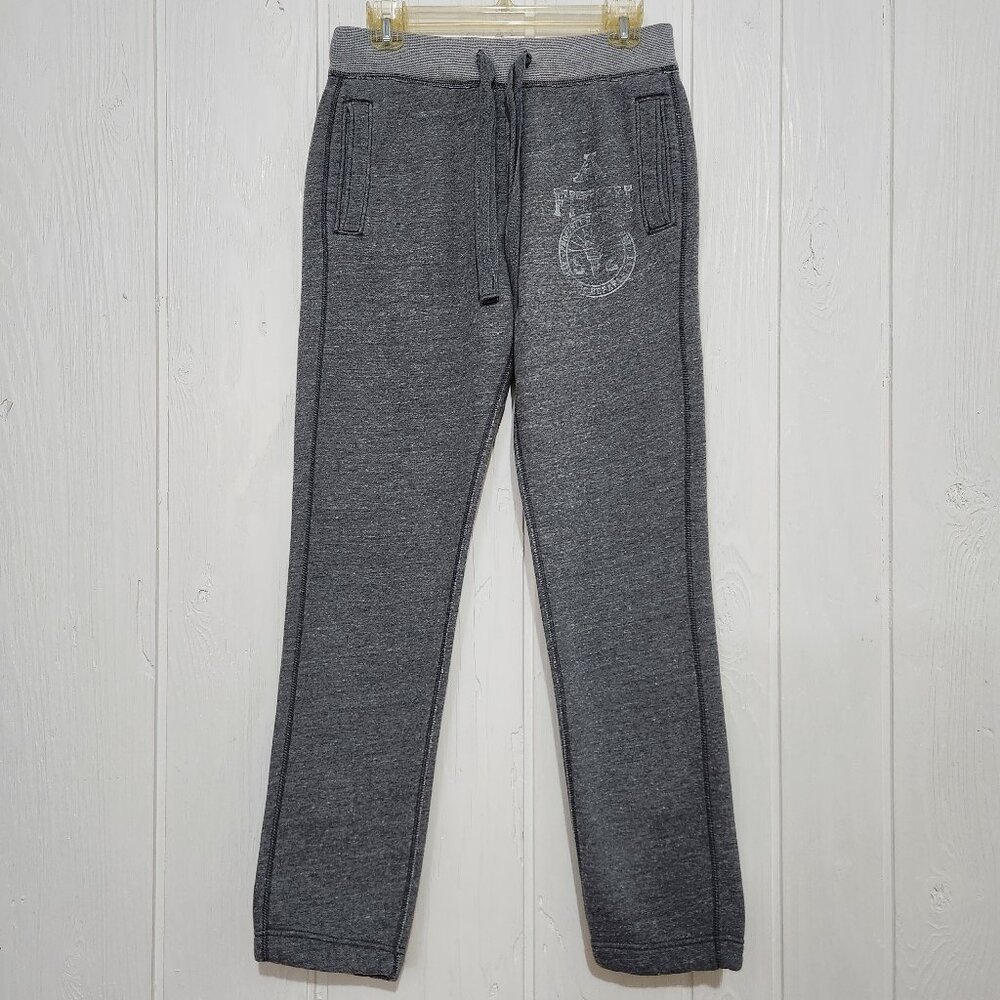 Abercrombie & Fitch Men's Size S Gray Fleece Sweatpants Drawstring Faded Graphic